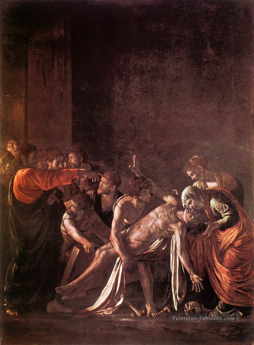 L’élévation de Lazare Baroque Caravaggio Peintures à l'huile